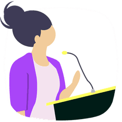 A woman stands at a podium, addressing an audience with a speech, showcasing her passion and leadership.