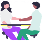 A handshake between two people at a table, representing collaboration and mutual understanding in a business context.